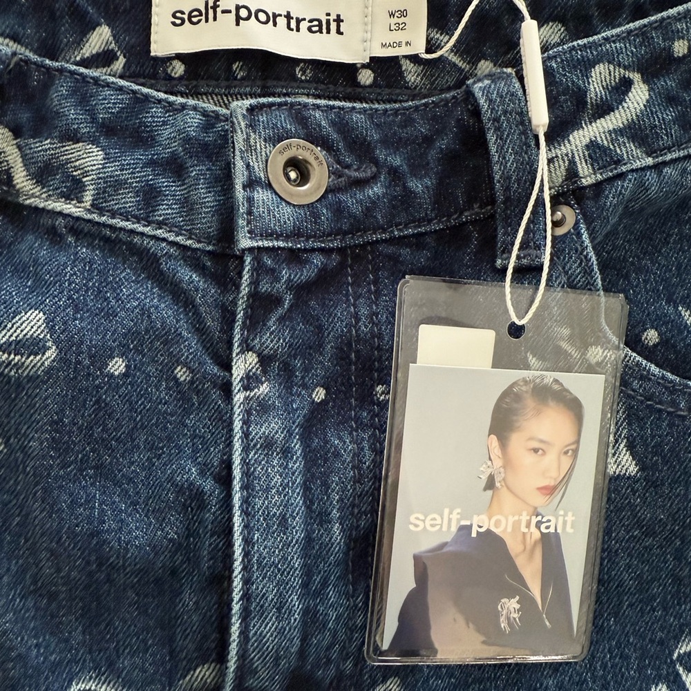 🌟 Self-Portrait Bow Jeans – Blue – Size 30 – NWT 🌟 - Picture 5 of 9